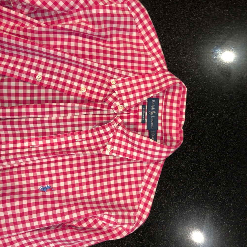 RALPH LAUREN CLASSIC FIT GINGHAM BUTTON DOWN